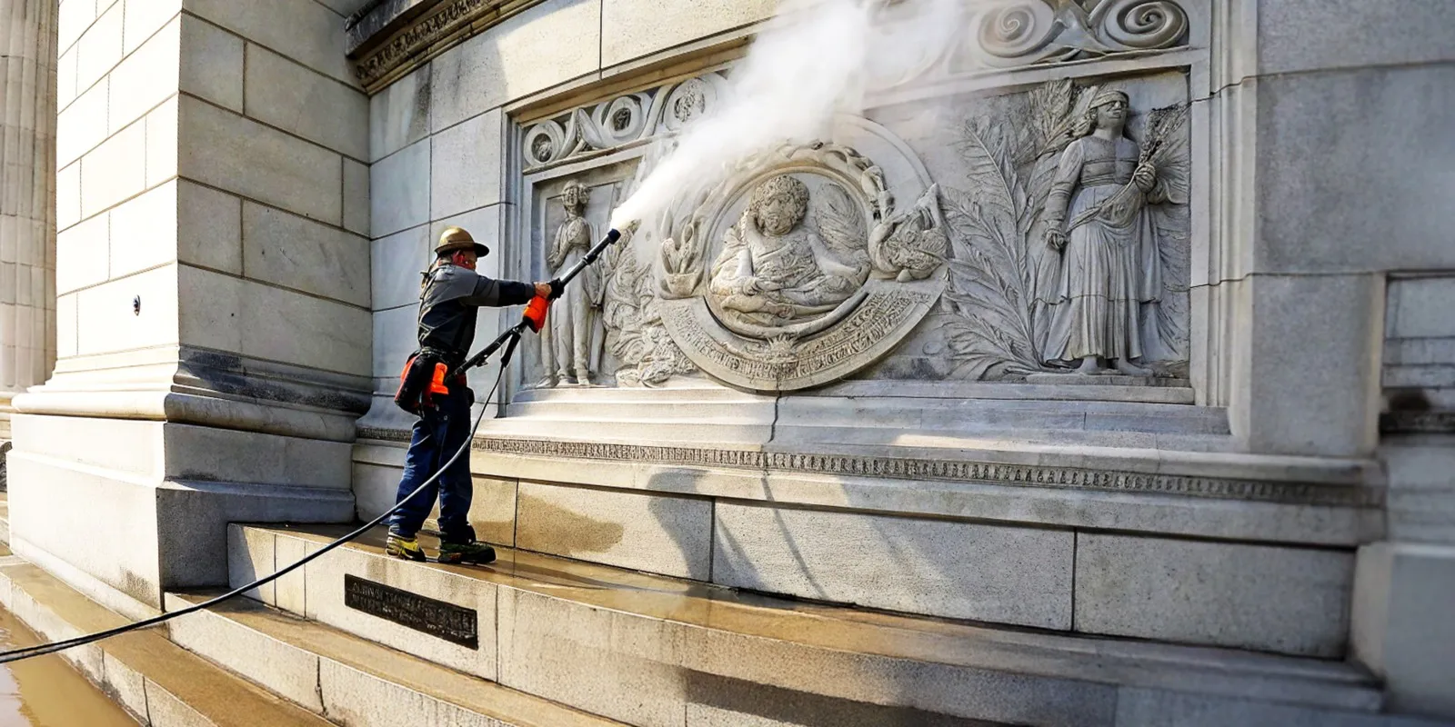 nettoyage d'un monument historique